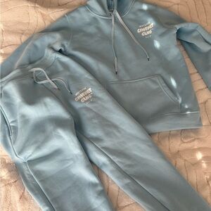 White Fox Blue Hoodie and Sweatpants Set
